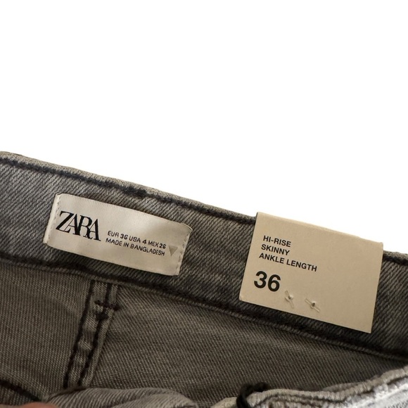 NWT Zara Gray High Rise Skinny Ankle distressed denim Jeans Womens 4 - Picture 6 of 11